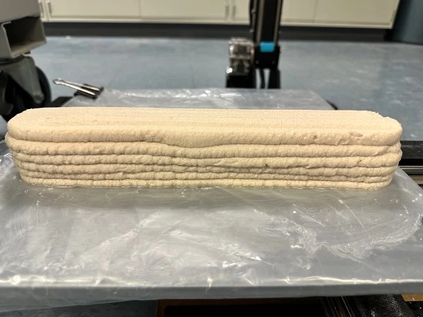 Layered composite specimen on the printing bed